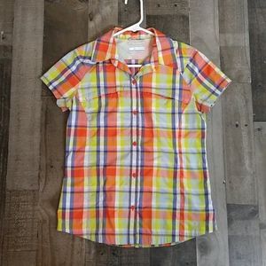 Columbia Orange Plaid Omni-Shade Button Down Shirt